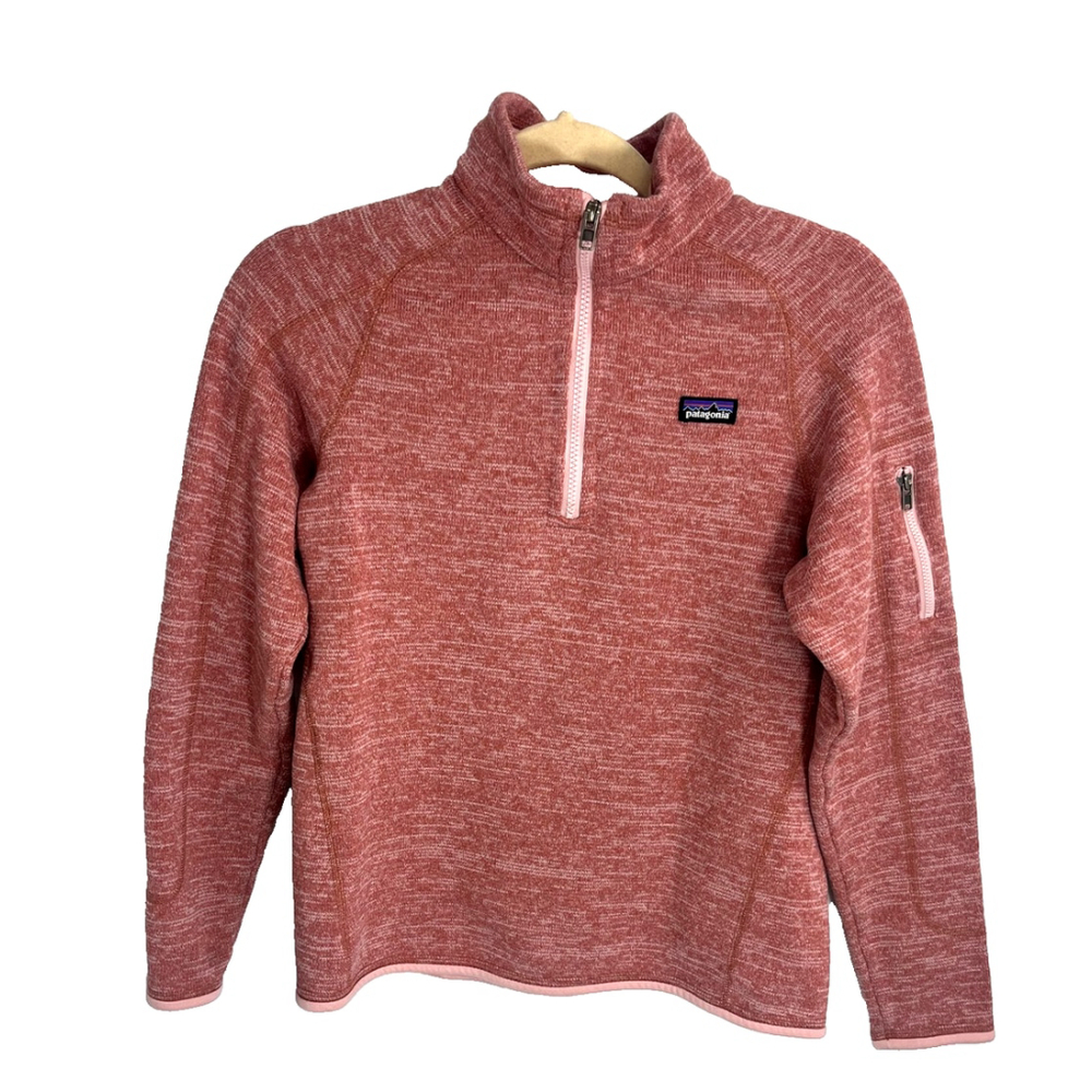 Patagonia Better Sweater 1/4‎ Zip Pullover Girls XXL 16-18 Pink Heather Fleece